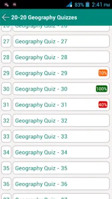 20-20 Geography Quiz android App screenshot 1