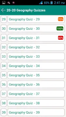 20-20 Geography Quiz android App screenshot 4